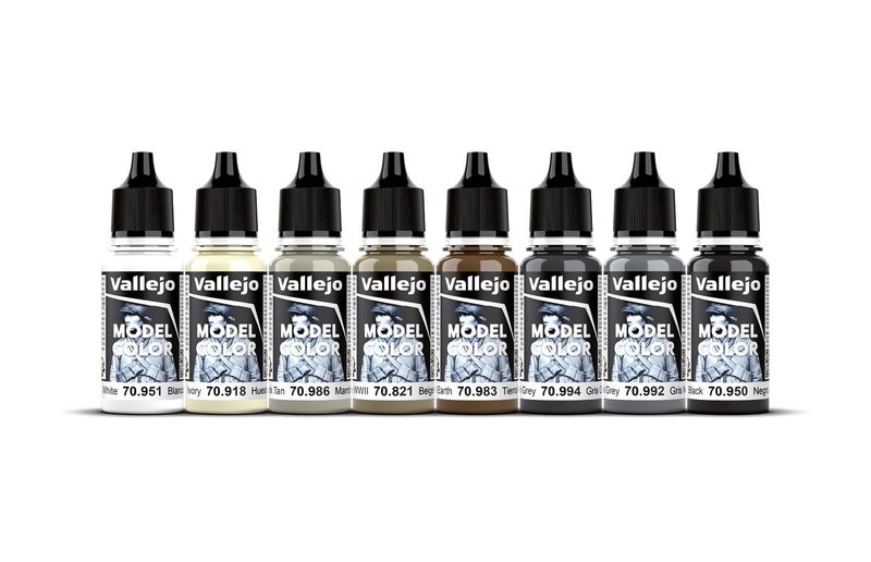 Vallejo - Black & White Acrylic Paint Set | Model Color | Figure Color Series Miniature Model Kit to Achieve Different Nuances with Artist-Grade Pigments | 8 Bottles x 18 ml. (0.60 fl.oz) - Image 3